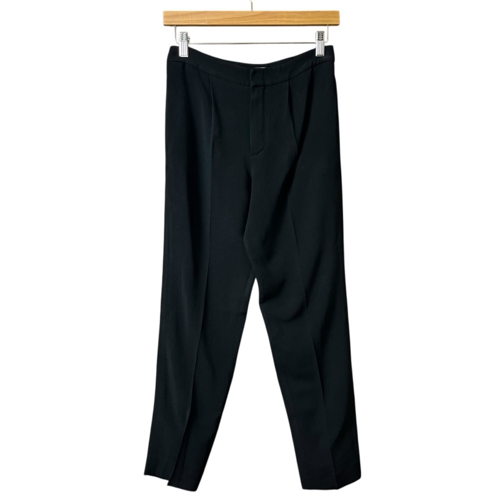 CHLOE Black Pleaded Women’s Dress Cropped‎ Slim fit Pants Size EU 34  US 26